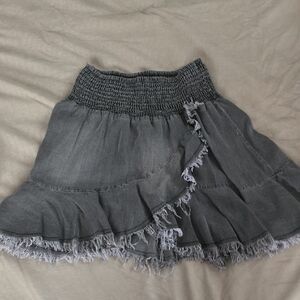 Elegant Gray Fringed Mini Skirt